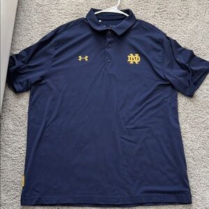 Notre Dame Under Armour Dark Blue Men's Polo with Gold Accents
